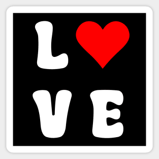 Love Red Heart White Sticker